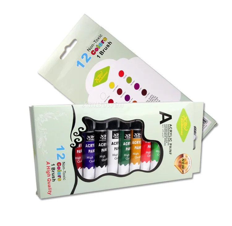 Cheap Prices Wholesale Acrylic Paint 12 Colors Non-Toxic Artists Acrylic Paints 12Ml  Acrylic Painting Set With Brush