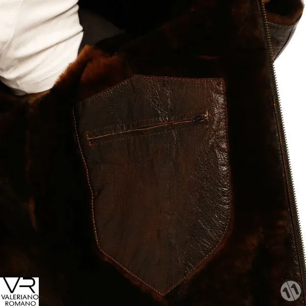 Leather Jacket With Fur Brand Valeriano Romano