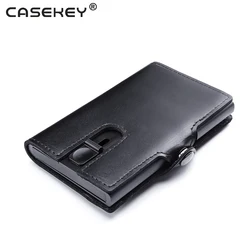 Casekey Extra thin Anti Theft Rfid Blocking Aluminum Metal wallet for Men Women with Coin Pocket