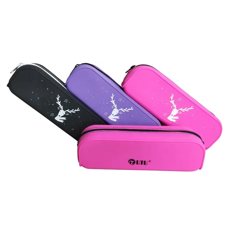 Custom Silicone School Pencil Case Pencil-box With Nylon Zipper for Students Soft pencil bag