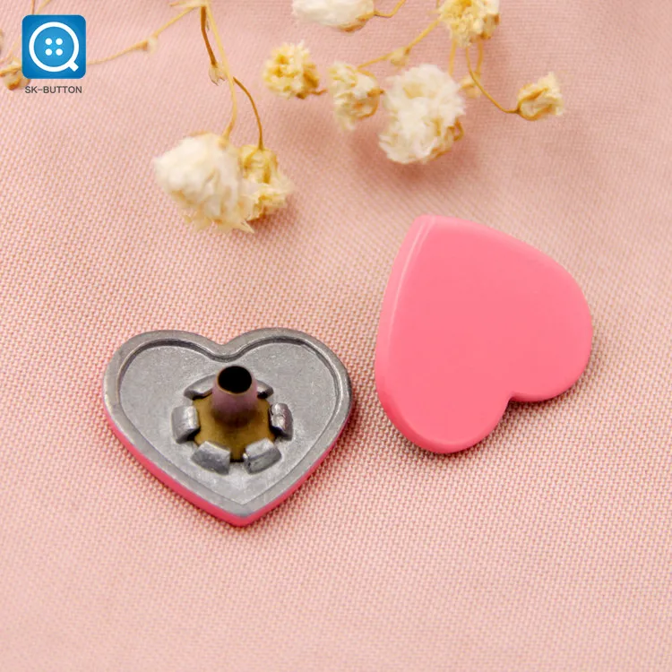 Newest Zinc Alloy Snaps Button Heart Shape and Can be Customized Denim Metal Snap Button