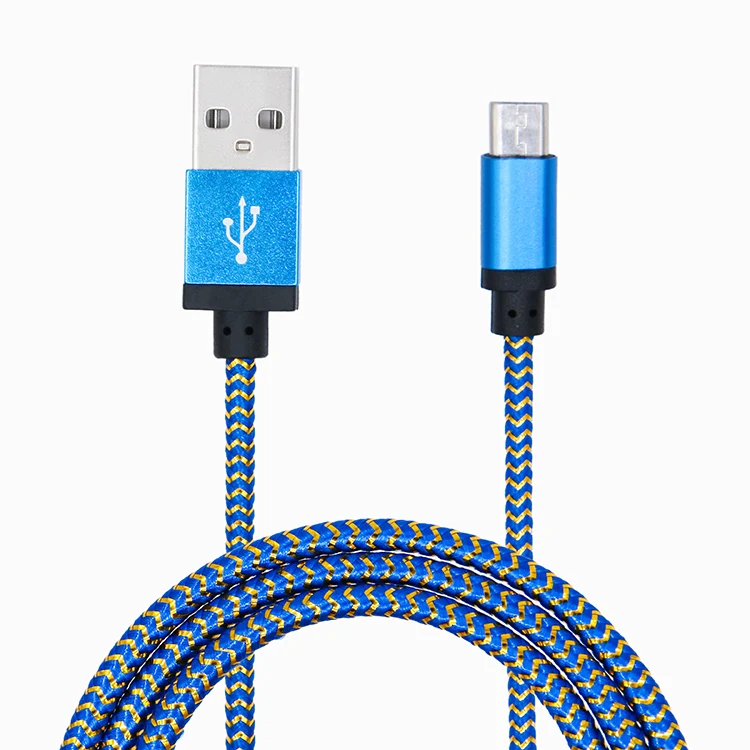 
Best sellers built-in gold thread braided micro usb charger data sync cable for android phones 