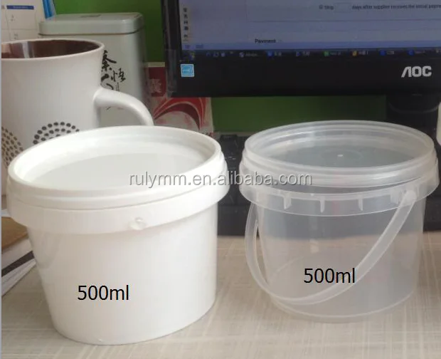 Qingdao factory clear/transparent food grade plastic buckets with custom lid color