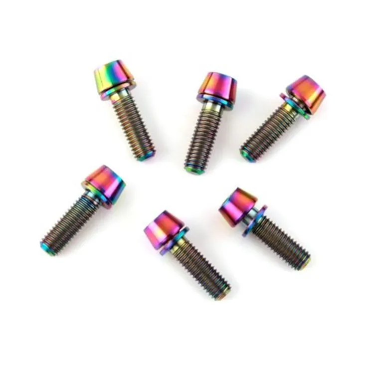 M5 gr5 colorful titanium tapered head bolt with washer for bicycle