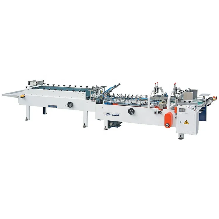 Wenzhou Manufacturer Supply Zh-1000 small carton folder gluer machine leader