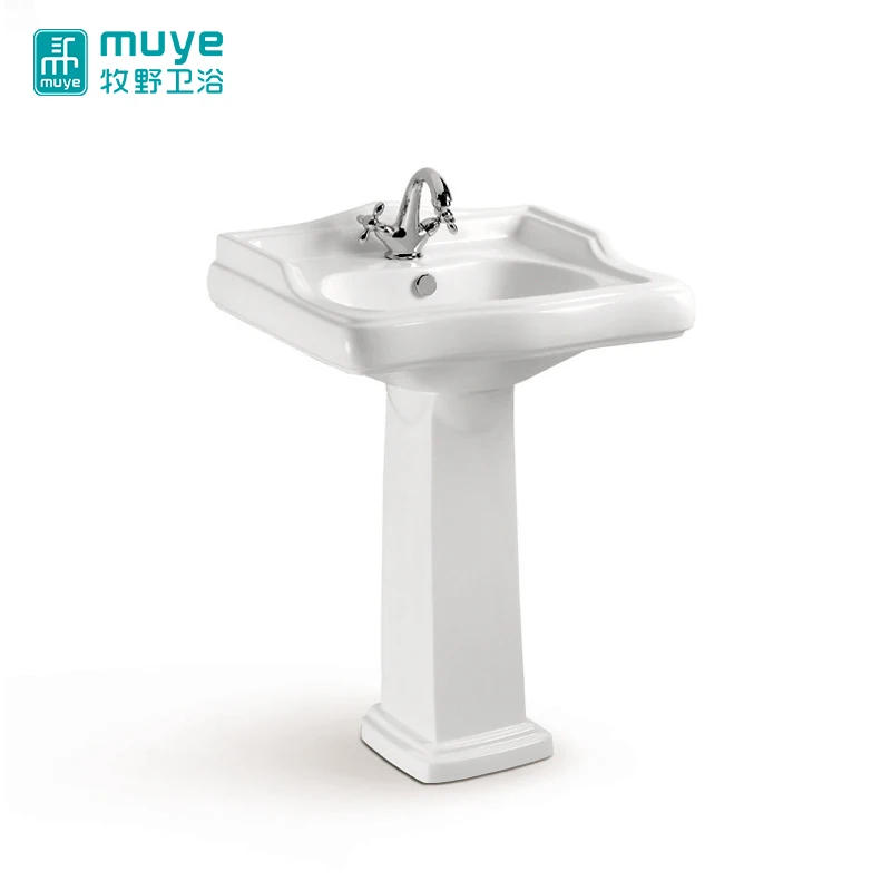 European Novelty Design Hand Wash Sink Full Pedestal Decorative Ceramic Art Basin