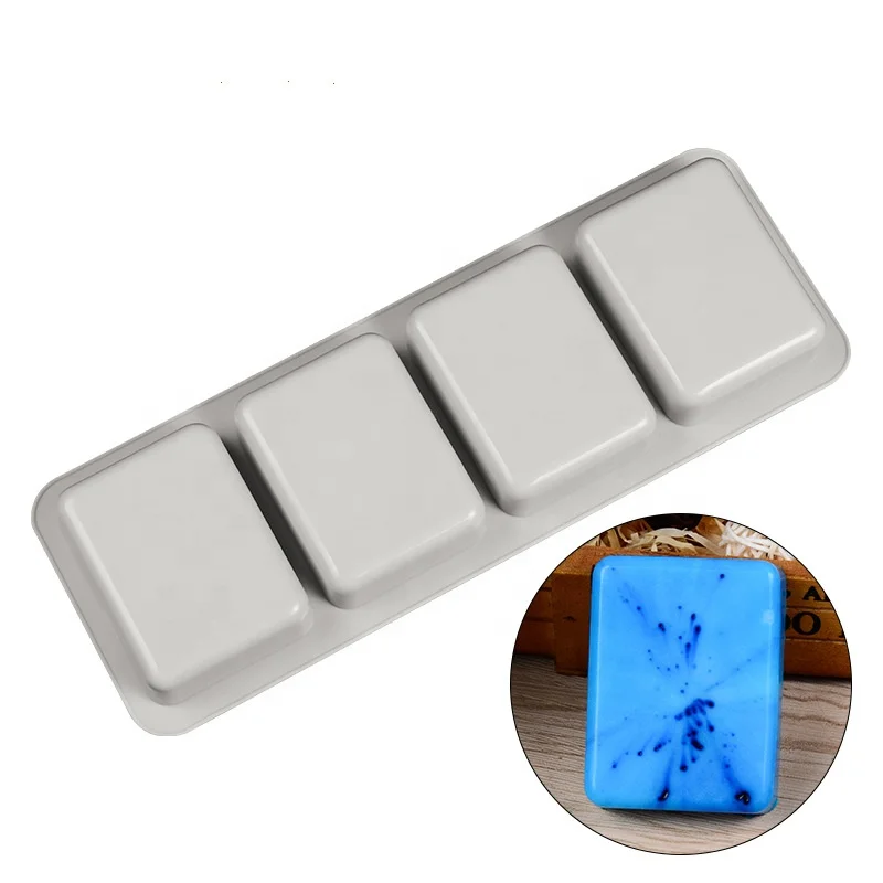High quality 4 Cavity square silicone soap mold