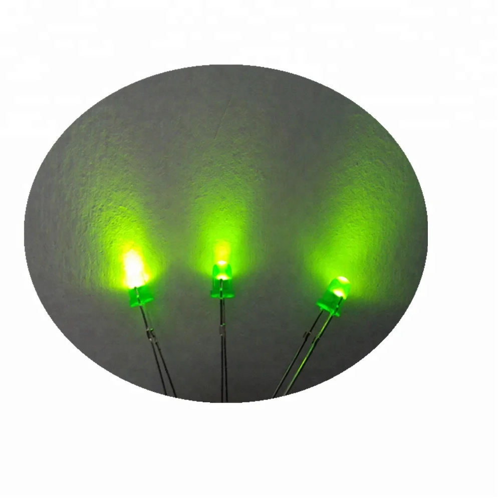 560nm - 570nm - 575nm 3mm round yellow green led lamp for signal light