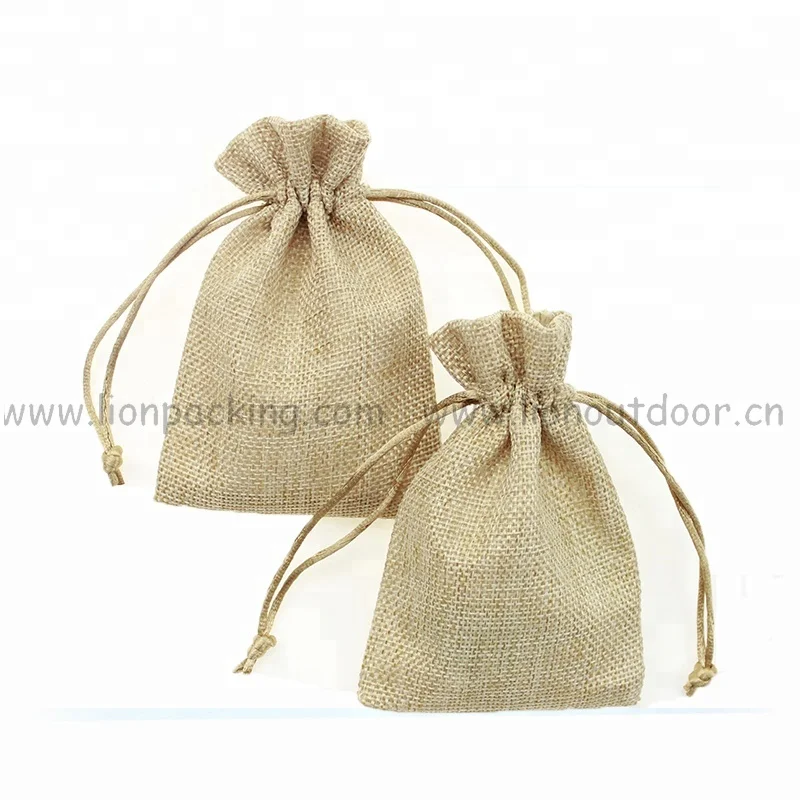 Wholesale price custom logo printed small burlap coffee pouch drawstring jute bag for rice