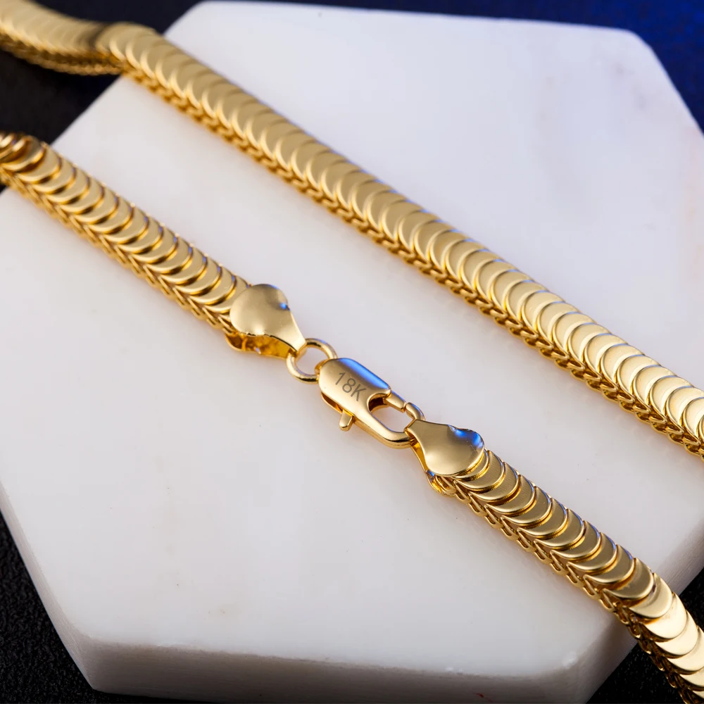 Новое поступление длинное ожерелье 18 К позолоченное змеиное костяное Ожерелье Горячая Распродажа мужское и женское ожерелье цепочка 50 см ожерелье для девушек