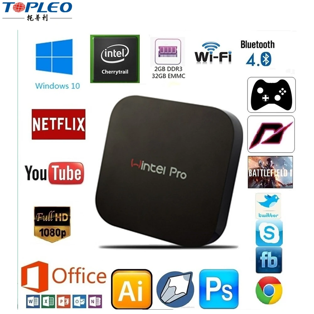 Latest Wintel w8 pro 2gb 32 gb Win10 INTEL Z8300 mini pc tv box