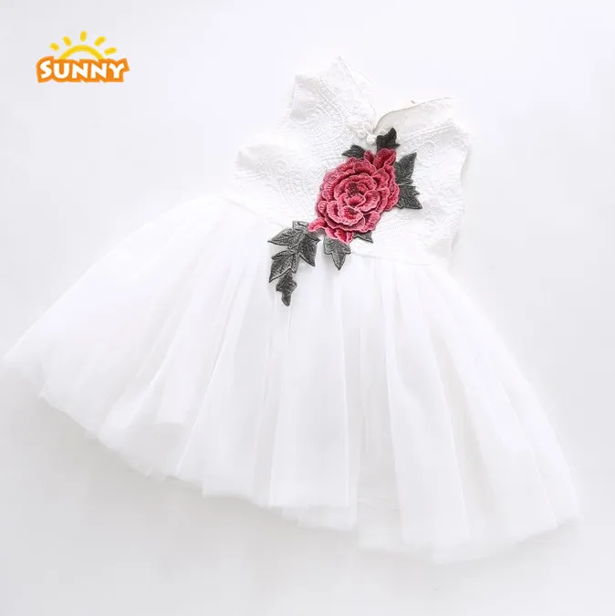 Wholesale Girls Cotton Linen Princess Fancy Flower Dresses Chinese Styles Girl Mesh Dress