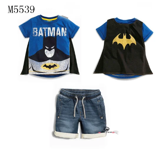 children t-shirt with cape and short jeans 2 pcs suit