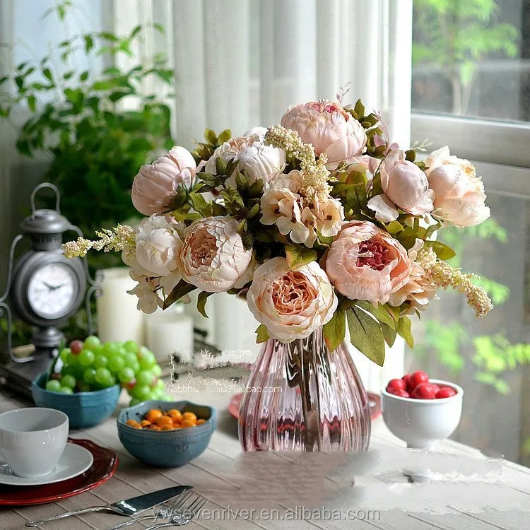 Manufacturers selling European autumn core simulation peony flowers Fake flowers desktop floral silk flower decoration