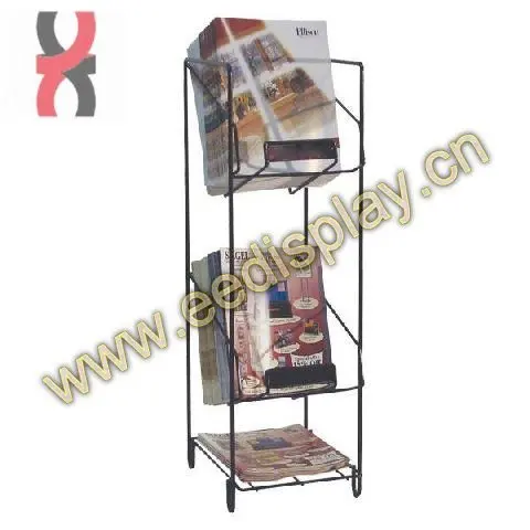 Metal Wire Newspaper Magazine Display Rack / Brochure Display Holder