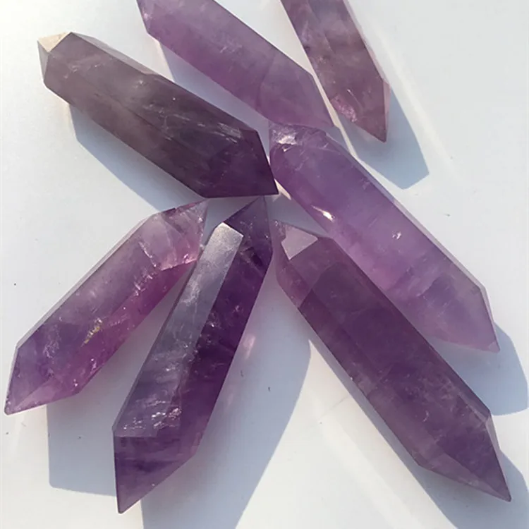Wholesale Natural Amethyst Crystal Double-tip Healing Wand Point