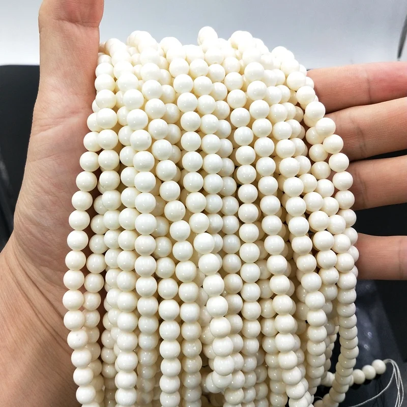 Натуральные белые морские бамбуковые коралловые бусины 4 мм 5 6 7 8 9 круглые 15 дюймовая нить от поставщика