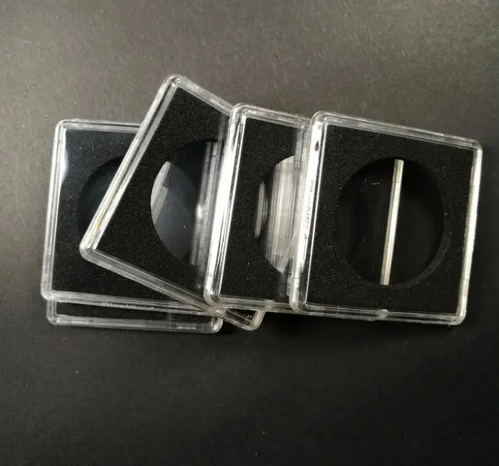 
Acrylic customized single square coin capsules with black insert 
