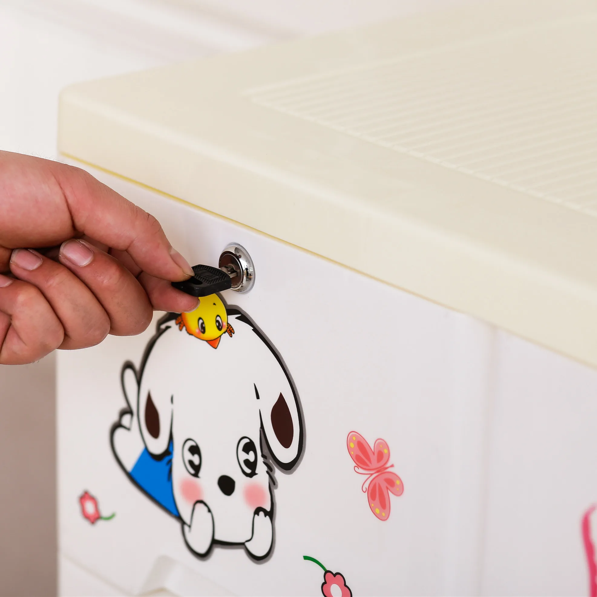 Huizhong 5 Layers Lovely Cartoon Dog Living Room Bedroom Plastics Drawers Storage Cabinet