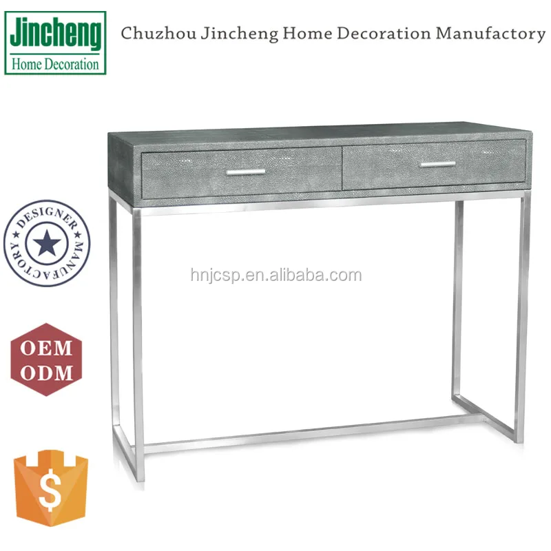 Роскошный консольный стол из искусственной кожи с подставкой нержавеющей стали в Kd