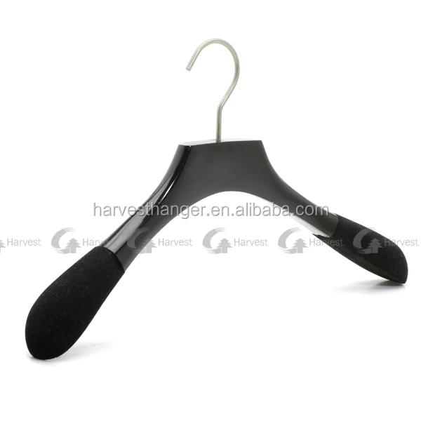 Chinese factory Top high end branded velvet coated wood coat hanger