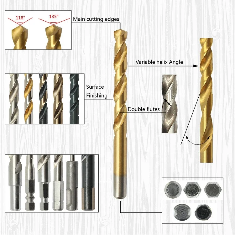 1/8 Inch Fully Ground Double-Ended HSS Bright Coating Twist Drill Bit For Metal Drilling
