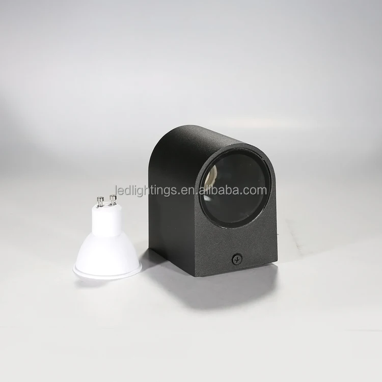 Naturel light aluminium powder coated black wall spot light GU10 base half round shape