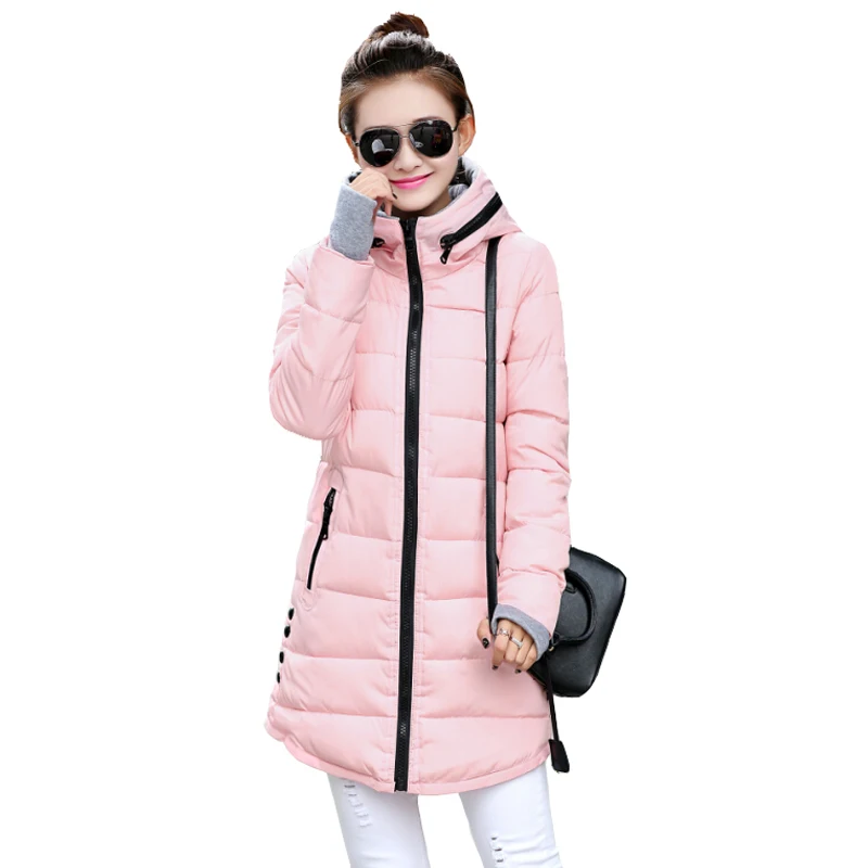 Women s Cotton Padded Jacket 2015 font b Winter b font Medium Long Down Cotton Plus