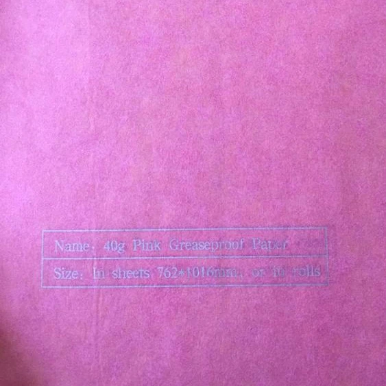
40g colourful pink printed food big greaseproof packing paper 