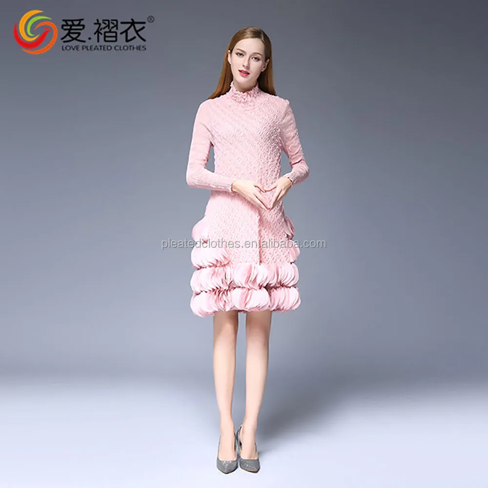 New Arrival Autumn Winter Warm Women Short Skirts Lace Dress In Solid Color