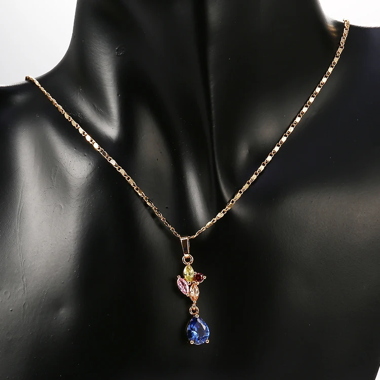 
Hengdian 2018 Trending Products Ladies 18K Gold Plated CZ Zircon Gold Necklace Jewelry Set 