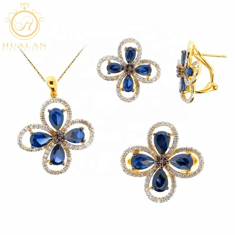 
Women Jewellery Real 925 Sterling Silver Necklace Earring Ring 4 Pieces Jewellery Wax Models 18K Gold Plated Set 