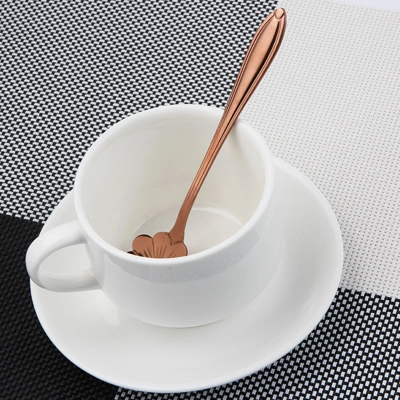 Flower Shape Rose Gold Stainless Steel Coffee Mixing Spoons for Promotion