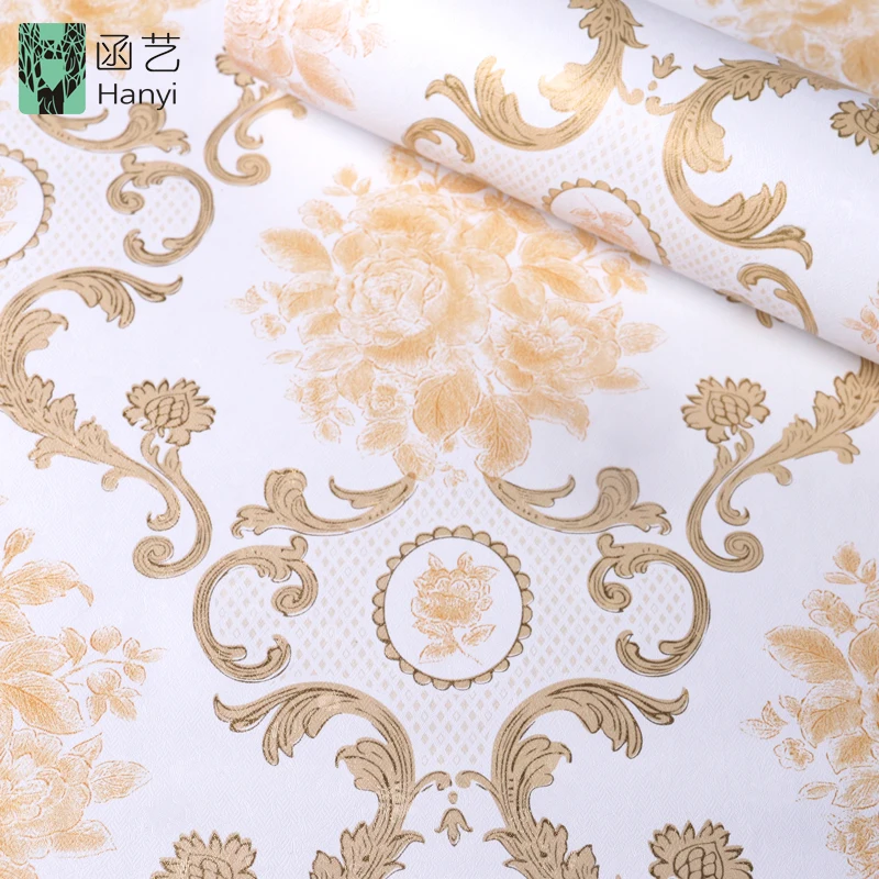 European luxury wall paper designs for interior home decoration damask wallpaper