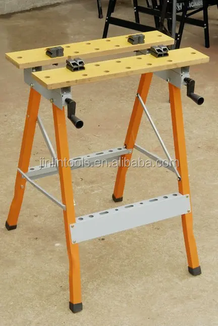 
Portable folding wooden/steel fabrication work bench/work table 