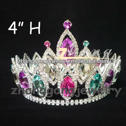 
Sparkling 4' round crystal and rhinestone queen pageant crown for sale 