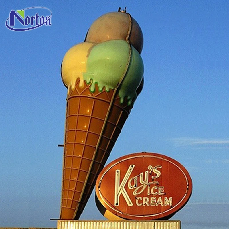 Indoor Decoration Fiberglass Sculpture Red Resin Ice Cream Sculpture for Sale NTRS-189LI