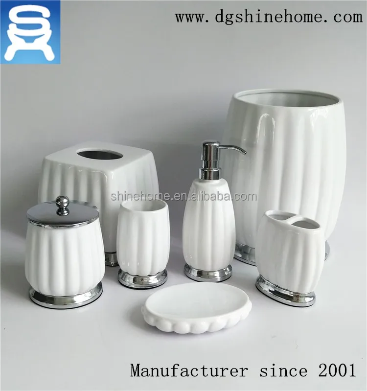 
Wholesale hotel ceramic bathroom set, 2017 white ceramic bathroom accessories set 