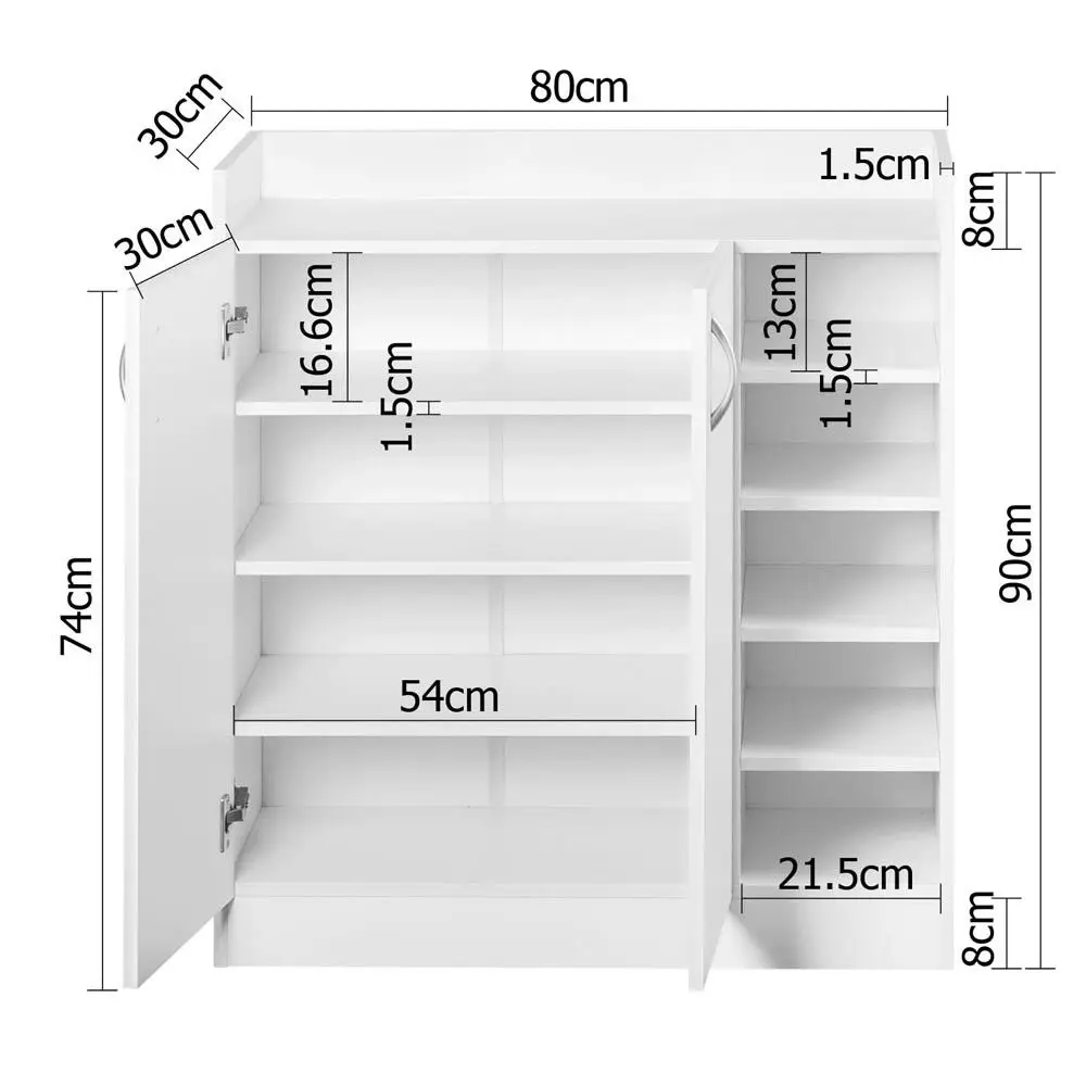 Shoe Storage Cabinet Cupboard Rack Stand Unit Hallway Furniture Two Doors Wooden Living Room Furniture Modern 3mm MDF Panel KD
