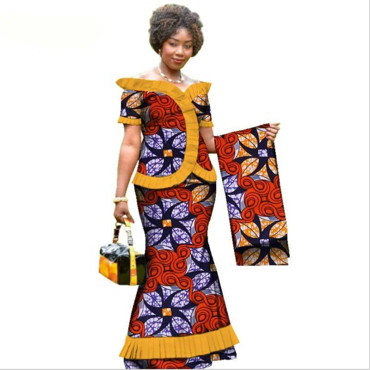100% cotton wax fabric African women shirt coat outfit in elegant style