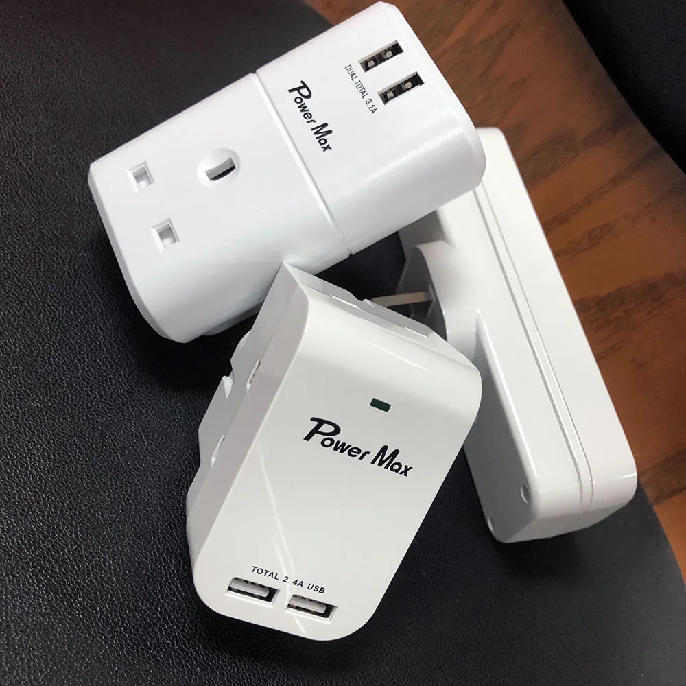 UK ADAPTER WITH USB SURGE PROTECTOR AC Travel Power Plug Converter 3 Pin UK Plug Adapter with Fuse