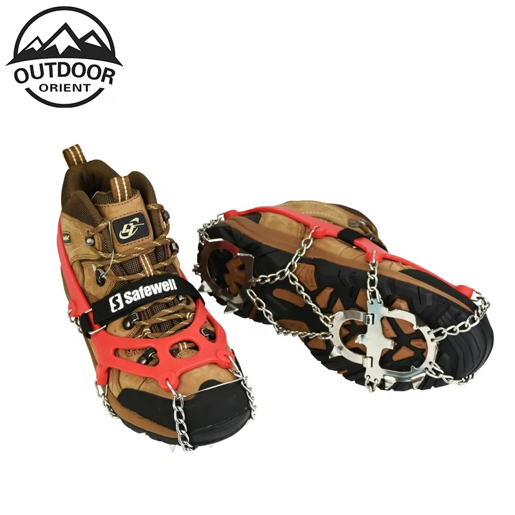 
Wholesale anti-slip stainless steel anti-slip snow crampon outdoor walking hiking climbing TPR ice cleats 