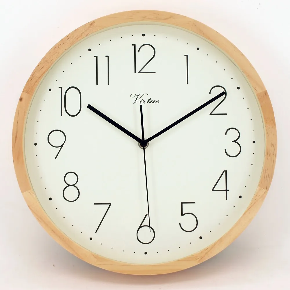 Quartz analog type handmade custom logo wooden clock for wall