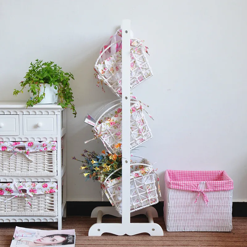 Home Decoration Wooden Stand With 3 Hanging Baskets