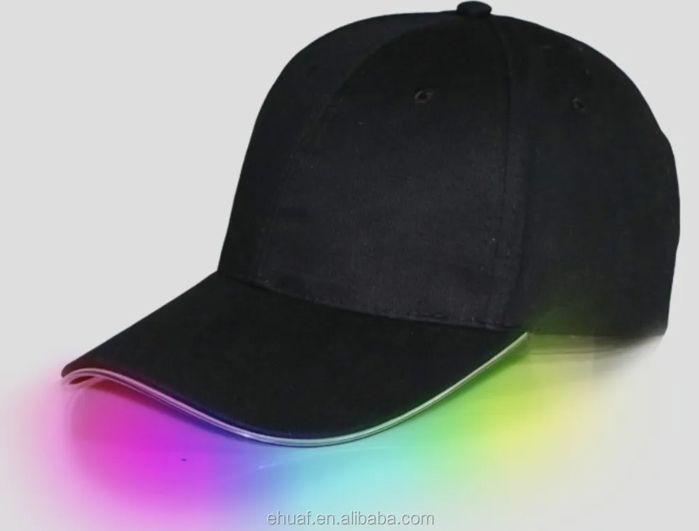 Hot sale cotton plain led cap shinning glow in dark flashlight camping outdoor cap