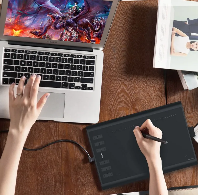 Планшет HUION цифровой для рисования 10 дюймов 1060p 8192 уровней нажатия