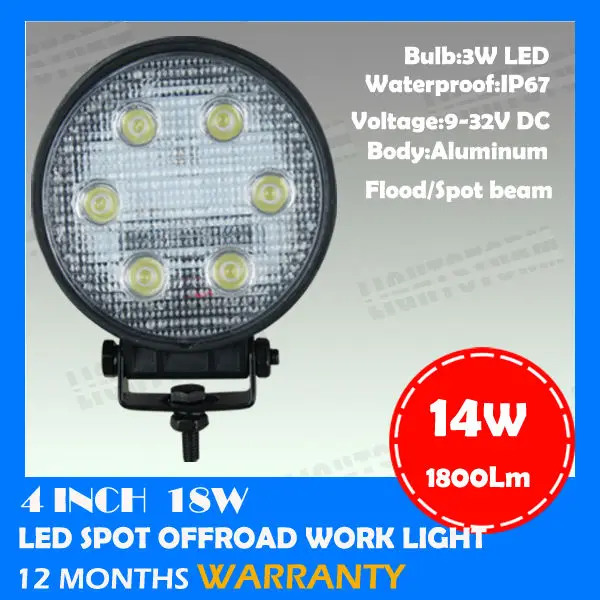 18W LED ATV Work Lamp, LED Driving Light for UTV 4WD, 4x4 Off Road HID Work Light