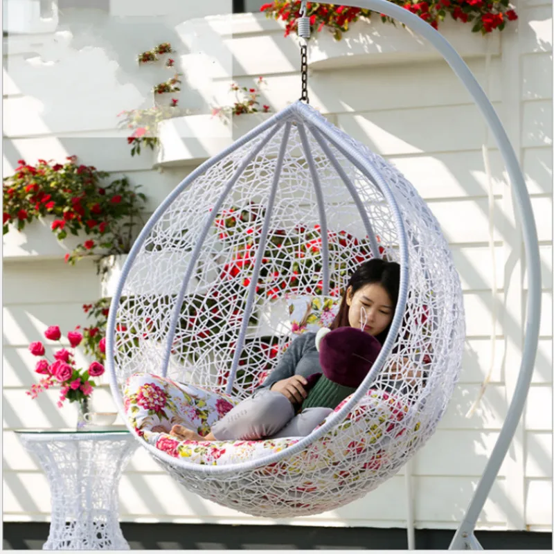 
Outdoor Patio Furniture Garden Double Seater Rattan Hanging Egg Swing Chair with Cushion  (60788811626)