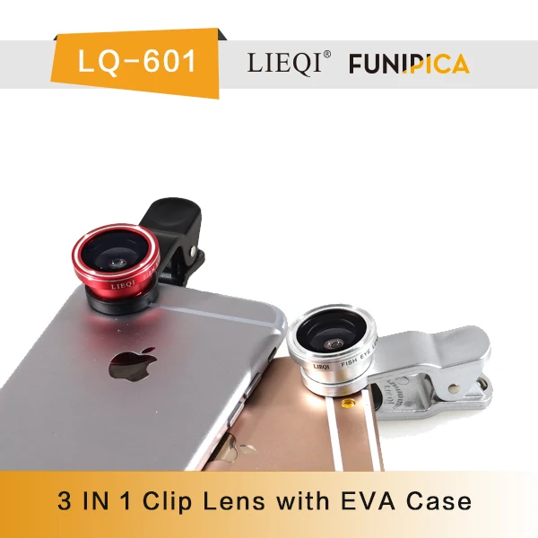 Eva комплект 180 град. рыбий глаз + макро-объектив + широкоугольный 3 в 1 объектив клипы LQ-601
