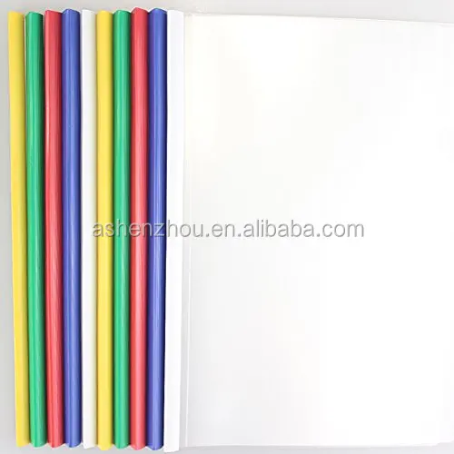 Low cost useful custom business stationery solid color sliding bar clear plastic PP report file for office document presentation